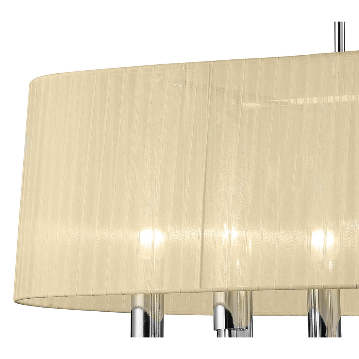 Tiffany Oval 8 Light Crystal Chandelier - Chrome With Cream Shade