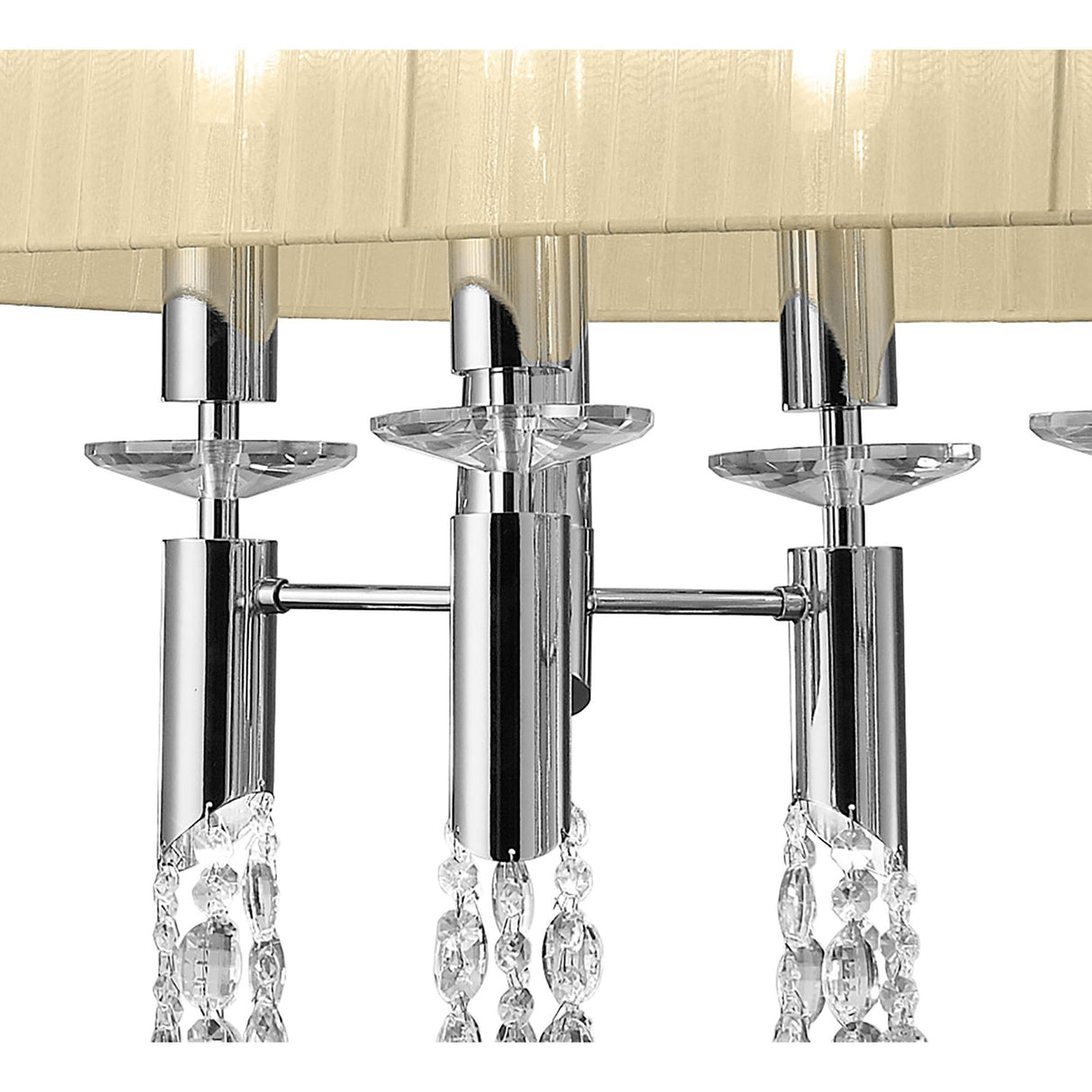 Tiffany Oval 8 Light Crystal Chandelier - Chrome With Cream Shade