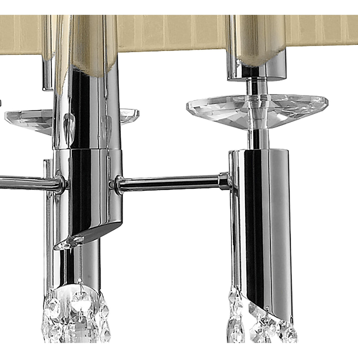 Tiffany Oval 8 Light Crystal Chandelier - Chrome With Cream Shade