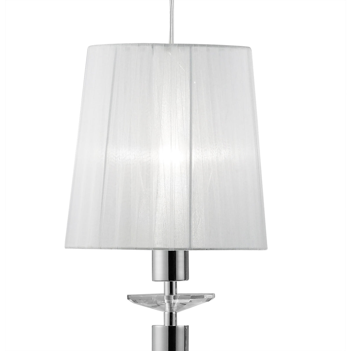 Tiffany 6 Light Crystal Bar Pendant Light - Chrome With White Shades