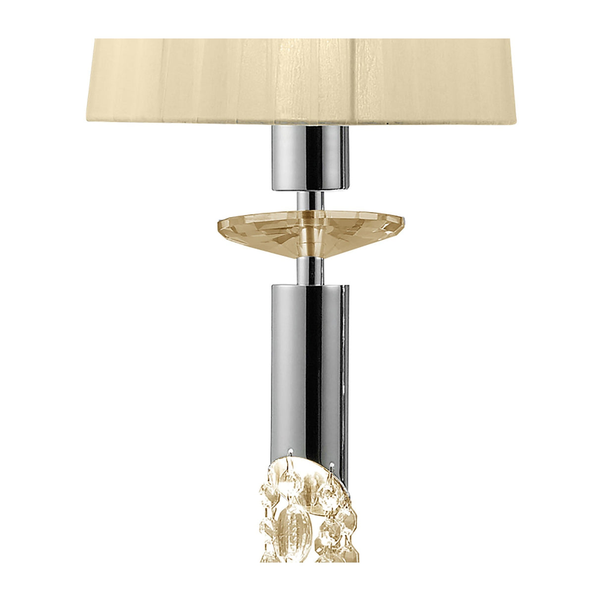 Tiffany 6 Light Crystal Bar Pendant Light - Chrome With Cream Shades