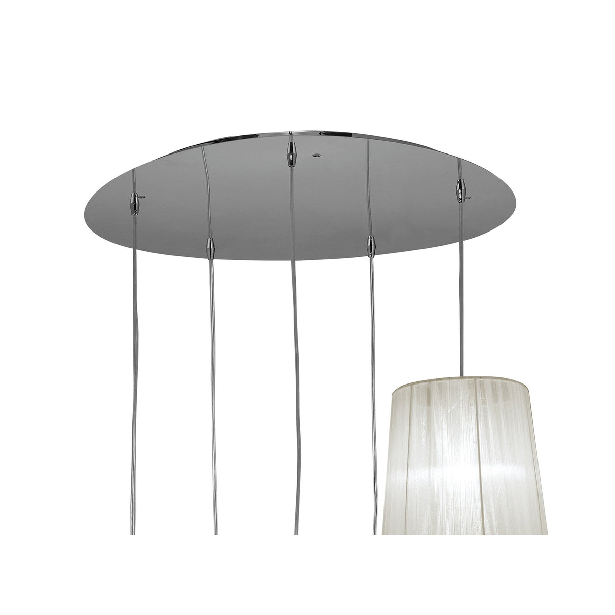 Tiffany 5 Light Crystal Cluster Pendant Light - Chrome With White Shades