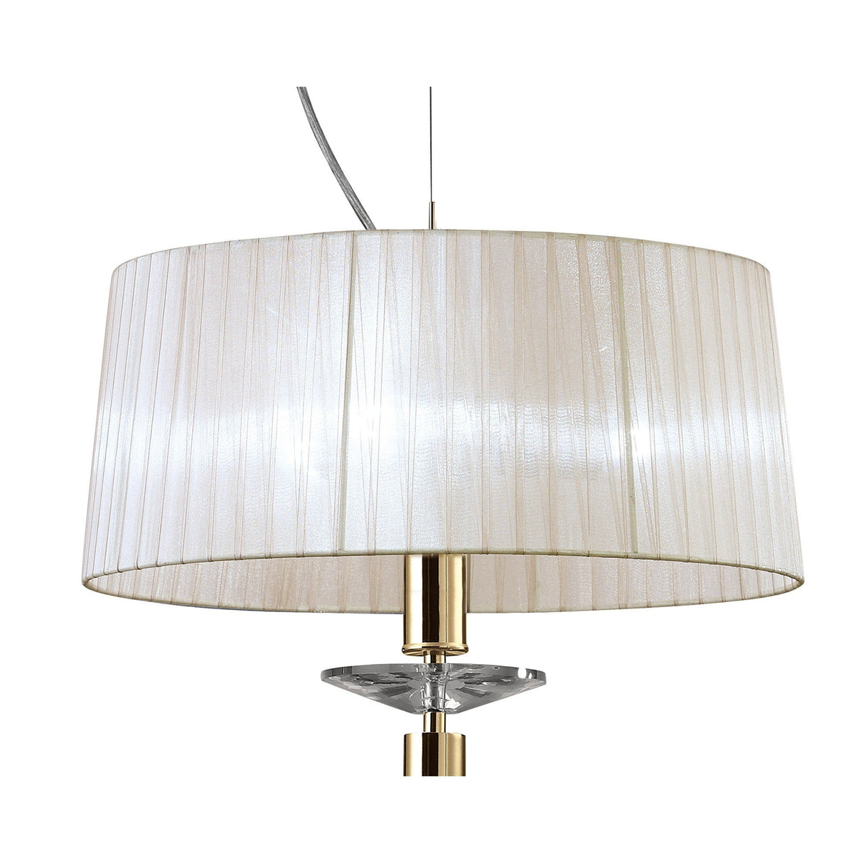 Tiffany 4 Light Crystal Pendant Light – French Gold With White Shade