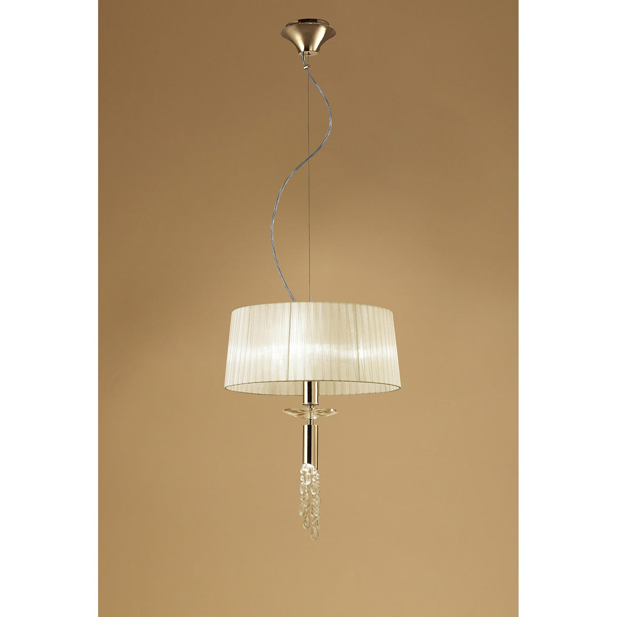 Tiffany 4 Light Crystal Pendant Light – French Gold With Cream Shade