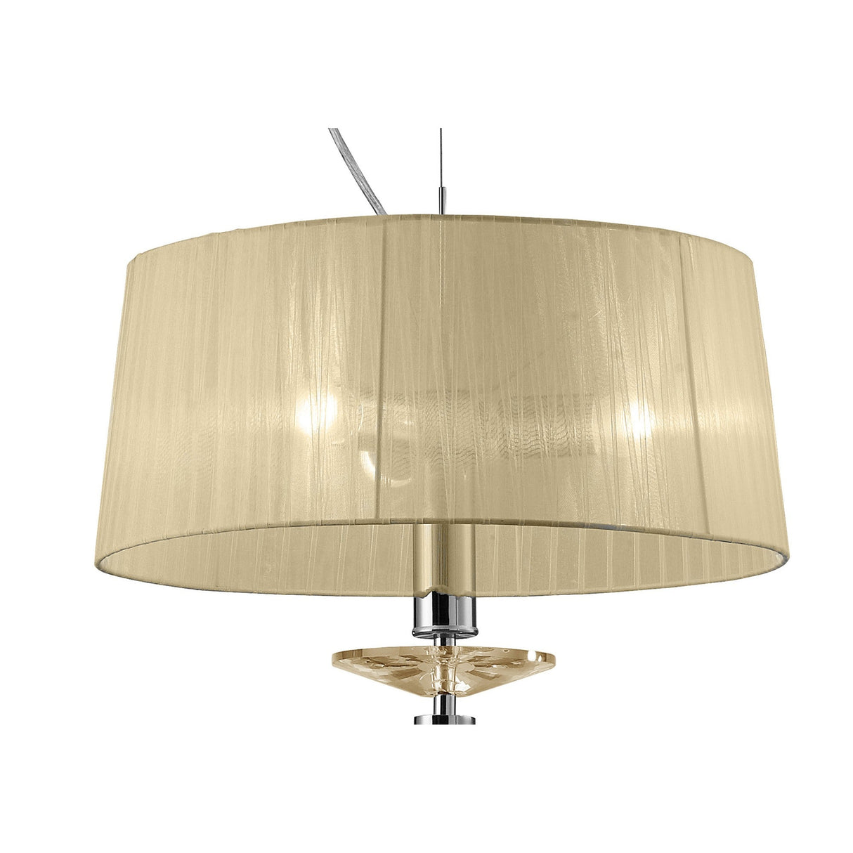 Tiffany 4 Light Crystal Pendant Light – Polished Chrome With Cream Shade