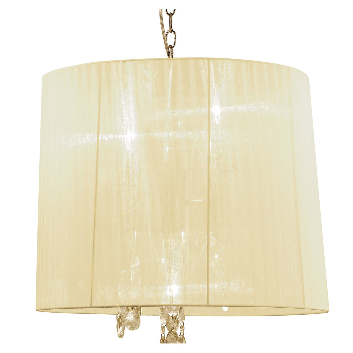 Tiffany 6 Light Crystal Pendant Light – French Gold With Cream Shade