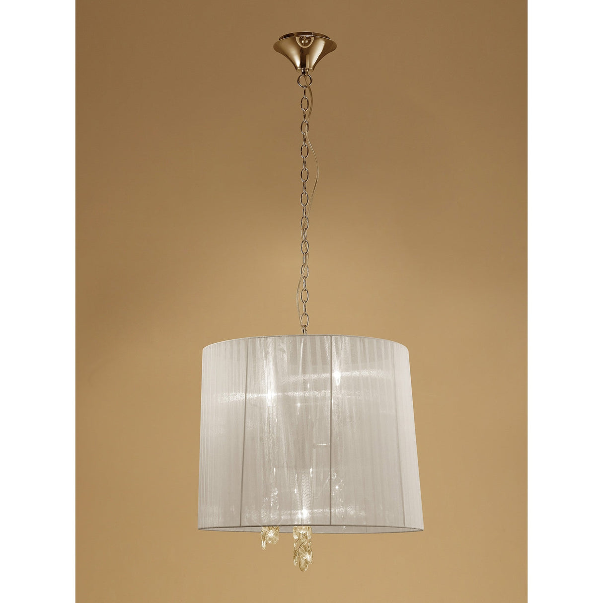 Tiffany 6 Light Crystal Pendant Light – French Gold With Cream Shade