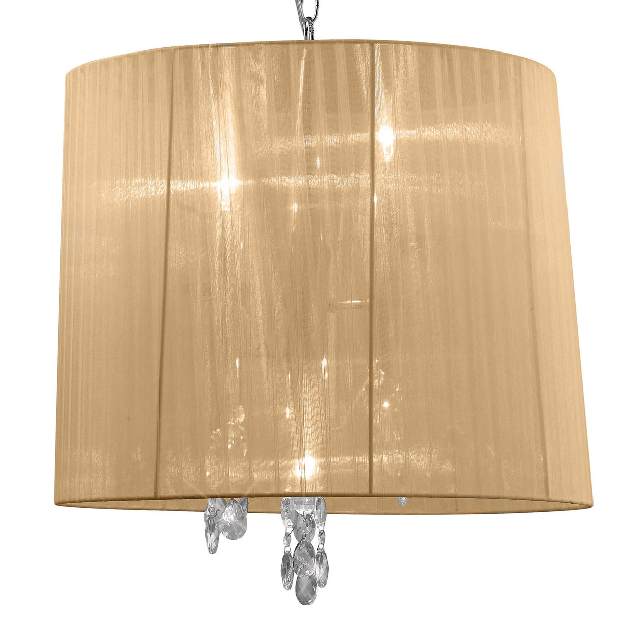 Tiffany 6 Light Crystal Pendant Light – Polished Chrome With Soft Bronze Shade