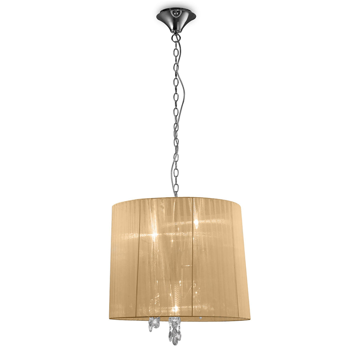 Tiffany 6 Light Crystal Pendant Light – Polished Chrome With Soft Bronze Shade