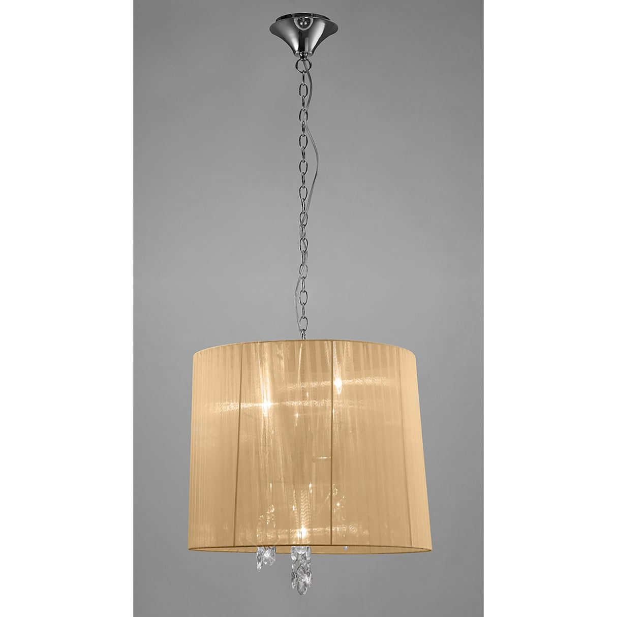 Tiffany 6 Light Crystal Pendant Light – Polished Chrome With Soft Bronze Shade