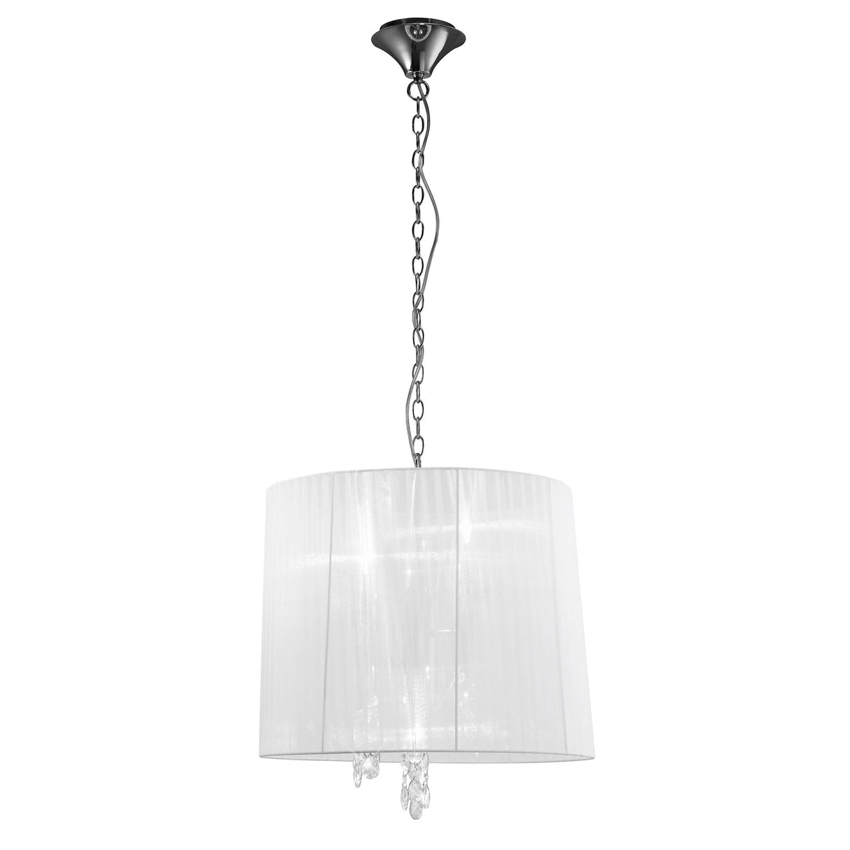 Tiffany 6 Light Crystal Pendant Light – Polished Chrome With White Shade