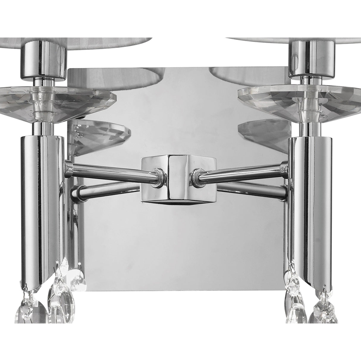 Tiffany 4 Light Crystal Wall Light - Chrome With White Shades