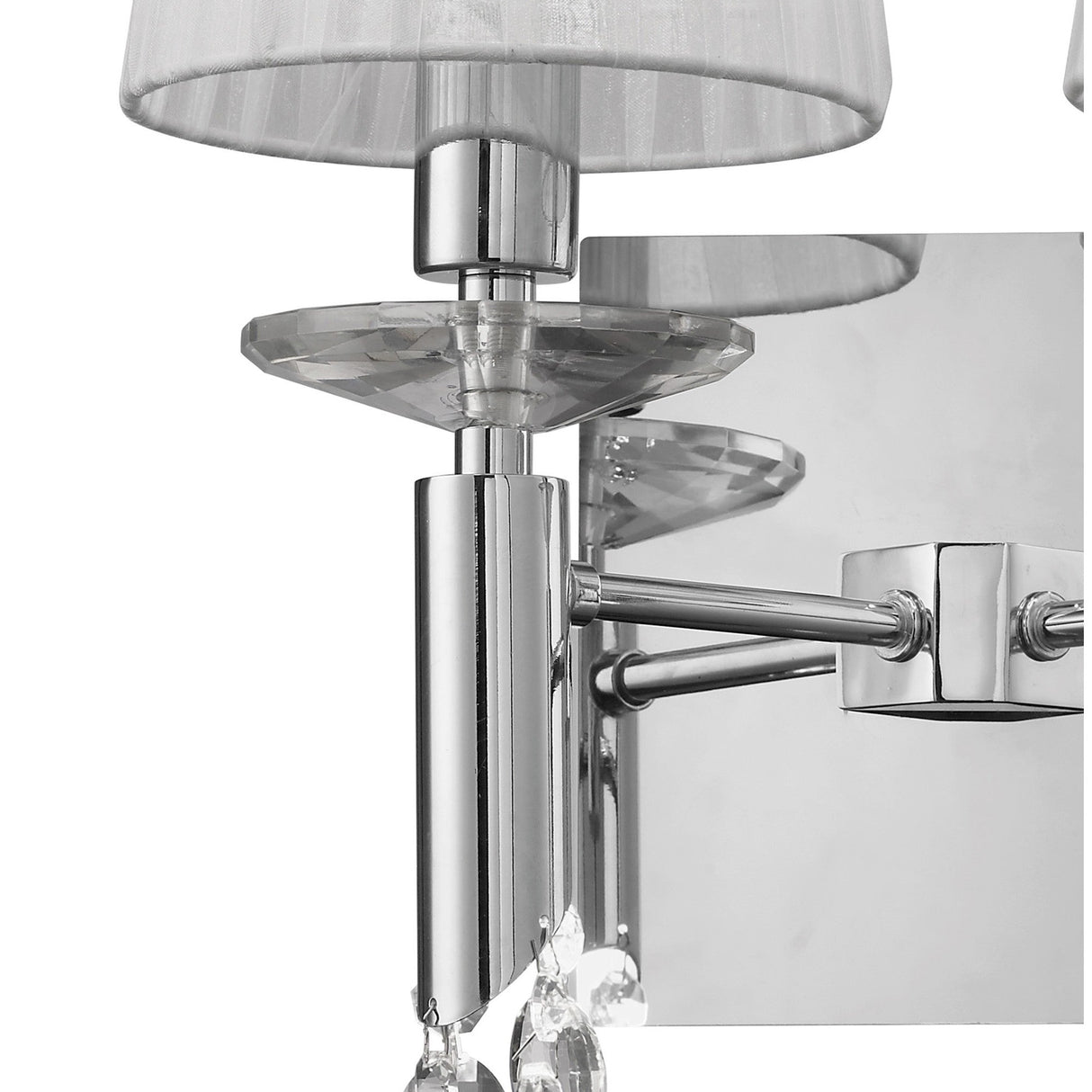 Tiffany 4 Light Crystal Wall Light - Chrome With White Shades