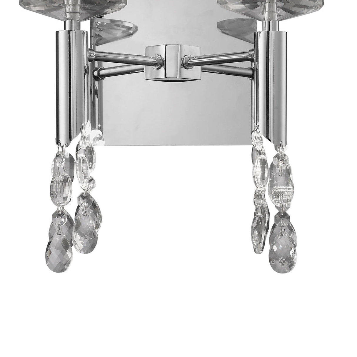 Tiffany 4 Light Crystal Wall Light With Switch - Chrome With White Shades