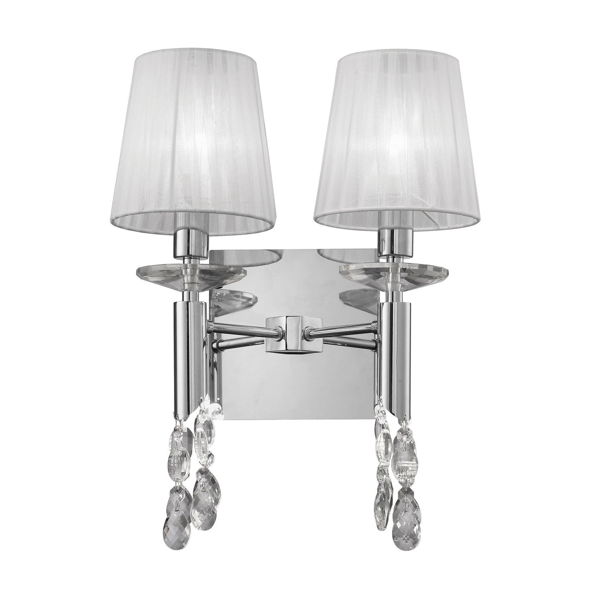 Tiffany 4 Light Crystal Wall Light - Chrome With White Shades