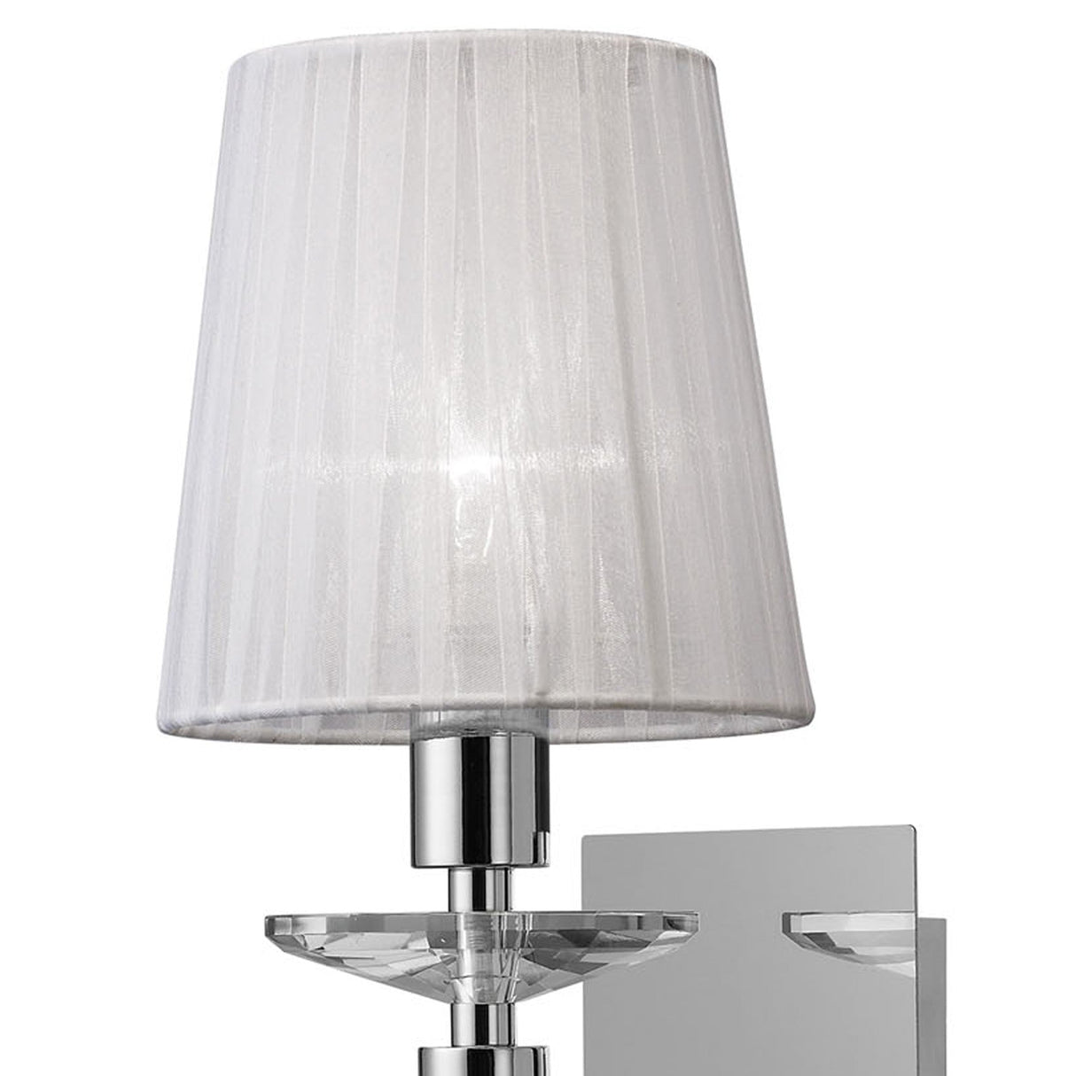 Tiffany 2 Light Crystal Wall Light - Chrome With White Shade