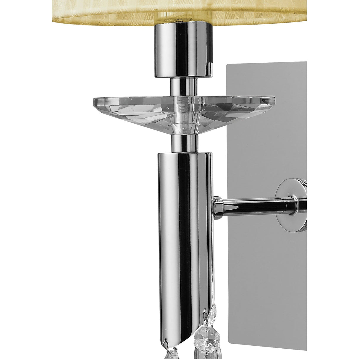 Tiffany 2 Light Crystal Wall Light With Switch - Chrome With Cream Shade