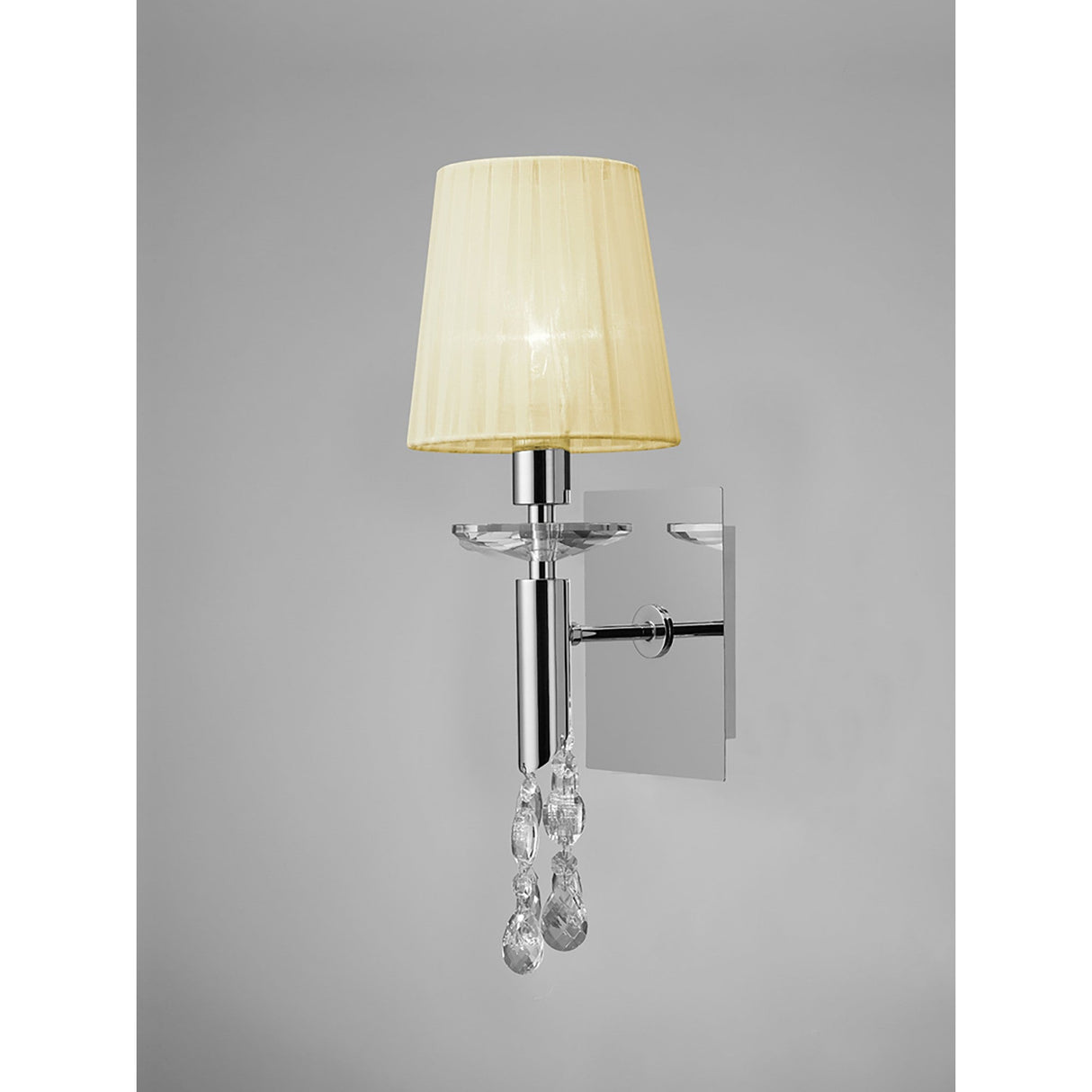 Tiffany 2 Light Crystal Wall Light With Switch - Chrome With Cream Shade