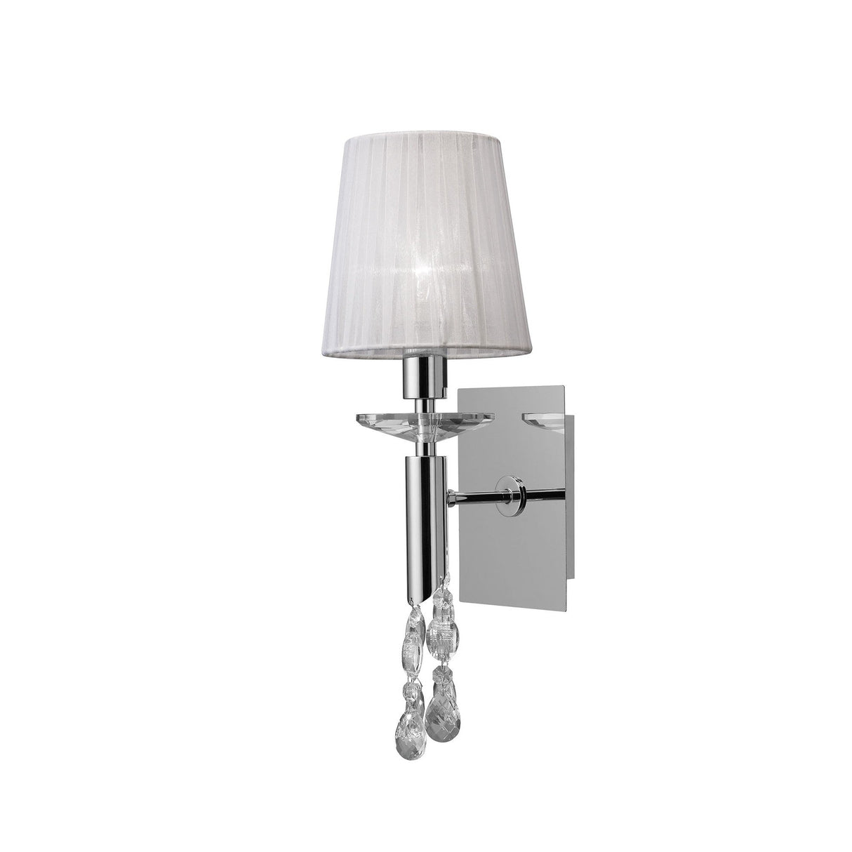 Tiffany 2 Light Crystal Wall Light - Chrome With White Shade