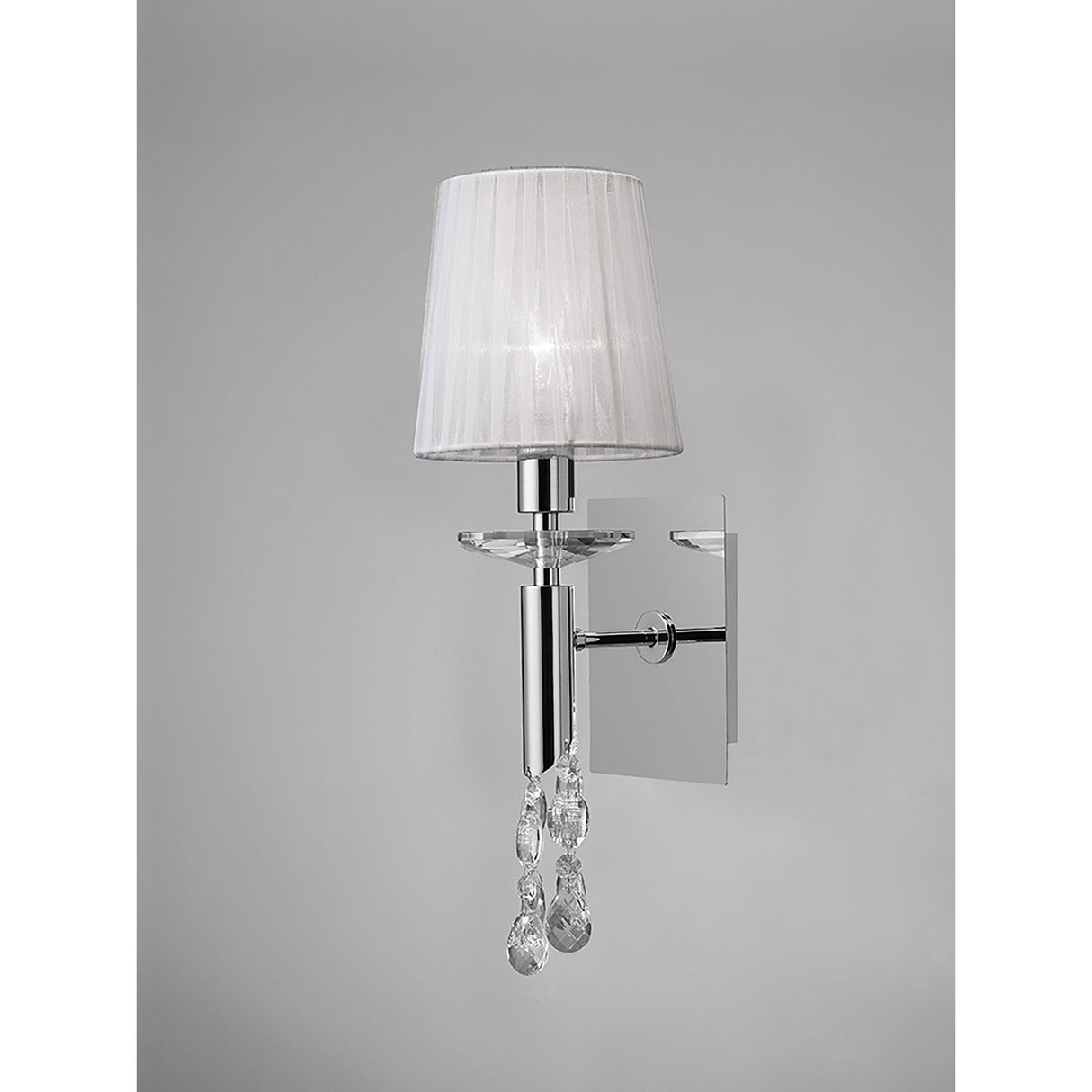 Tiffany 2 Light Crystal Wall Light - Chrome With White Shade