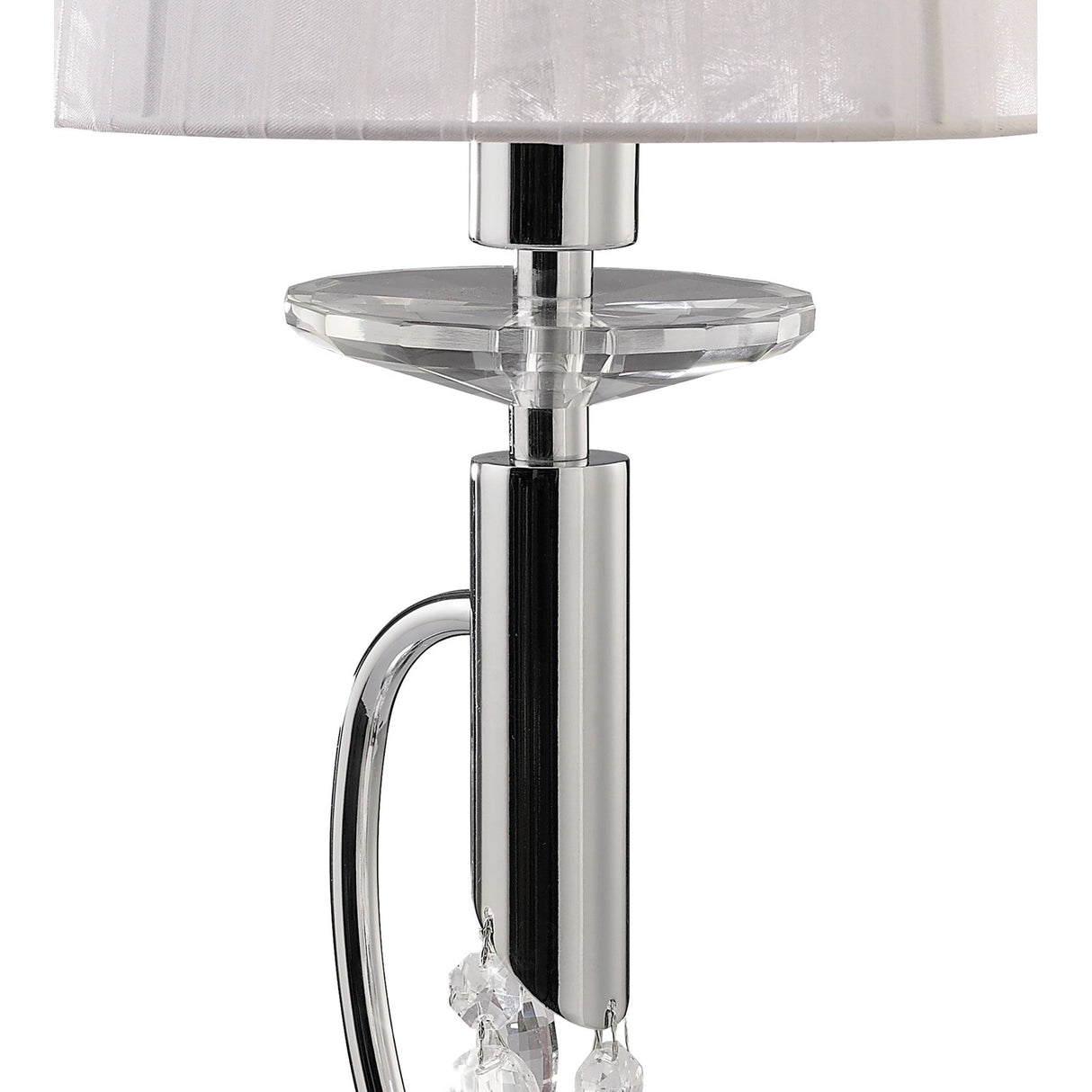 Tiffany 2 Light Crystal Table Lamp - Chrome With White Shade