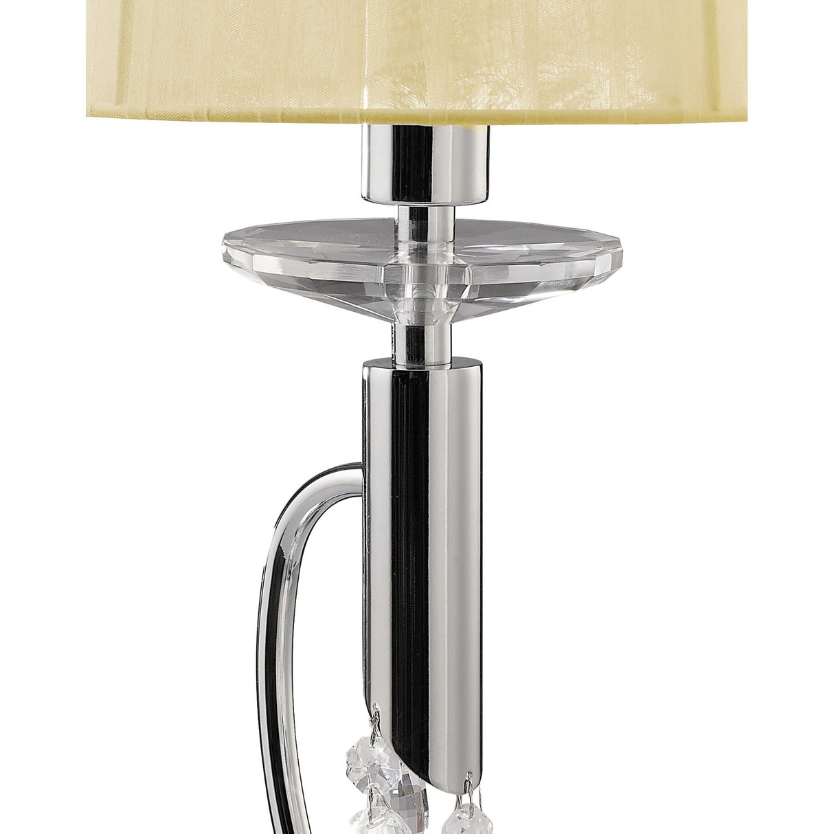 Tiffany 2 Light Crystal Table Lamp - Chrome With Cream Shade