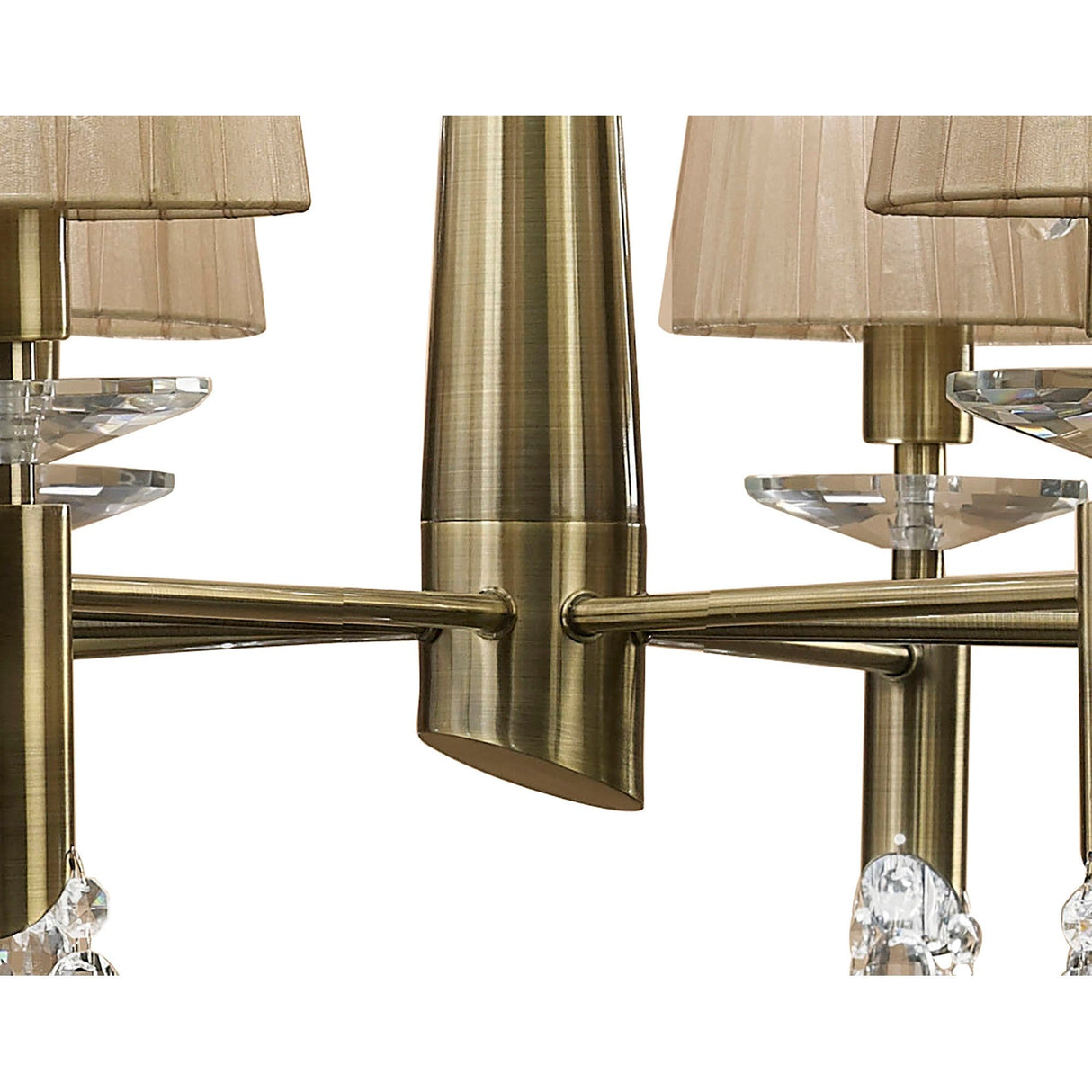 Tiffany 2 Tier 24 Light Crystal Chandelier - Brass With Bronze Shades