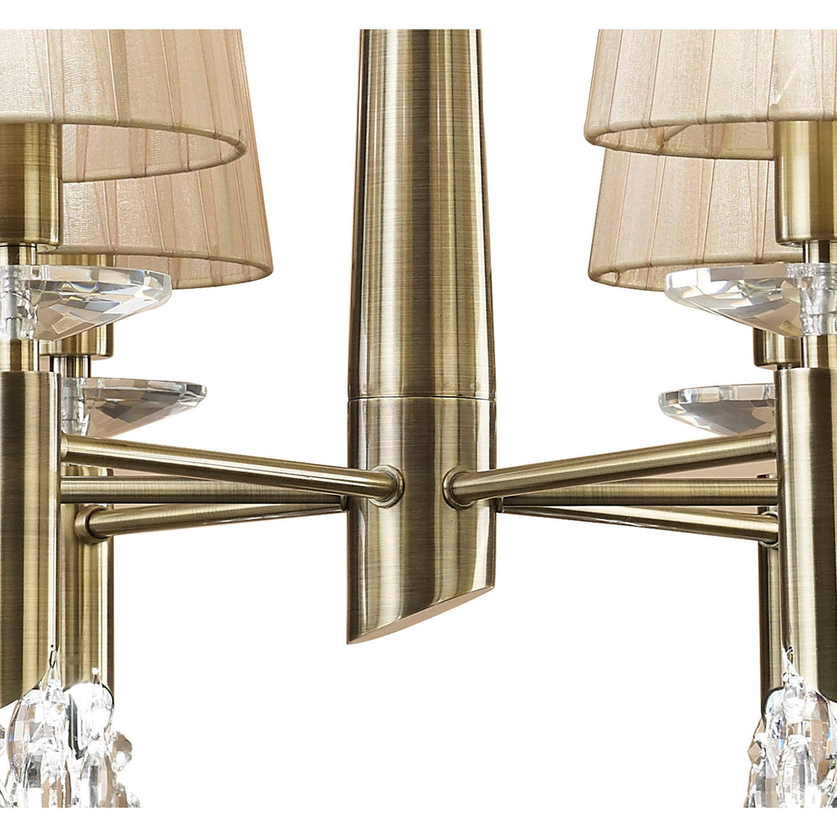 Tiffany 12 Light Crystal Chandelier - Brass With Bronze Shades