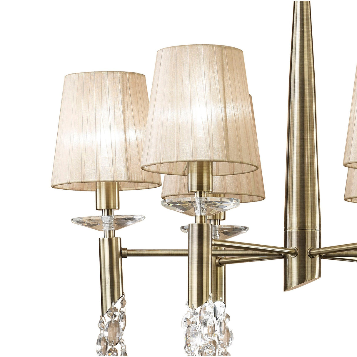 Tiffany 12 Light Crystal Chandelier - Brass With Bronze Shades