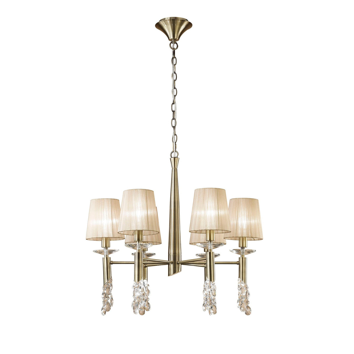 Tiffany 12 Light Crystal Chandelier - Brass With Bronze Shades