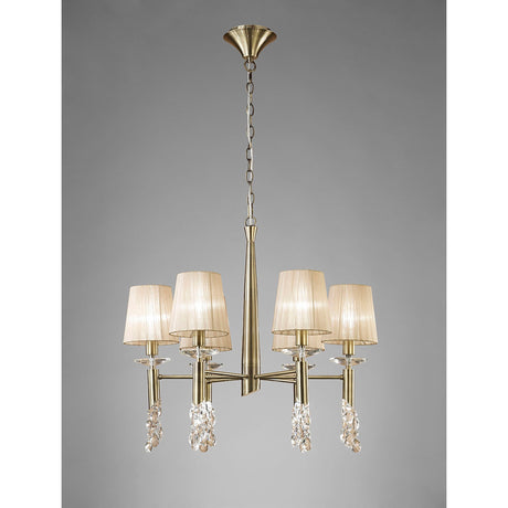 Tiffany 12 Light Crystal Chandelier - Brass With Bronze Shades