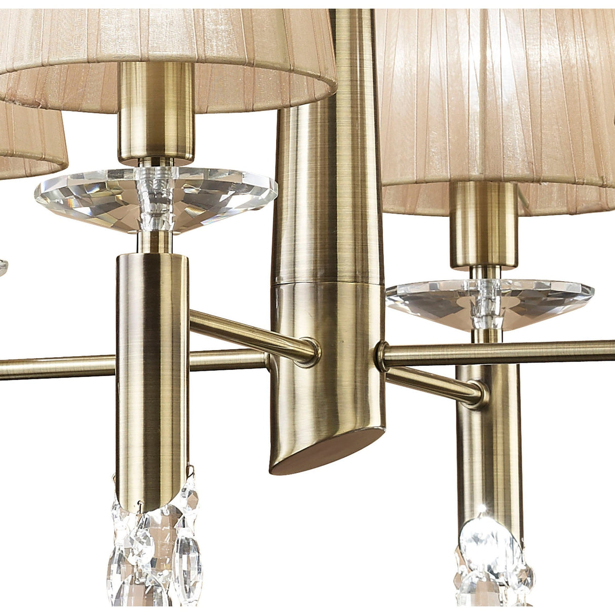 Tiffany 8 Light Crystal Chandelier - Brass With Bronze Shades