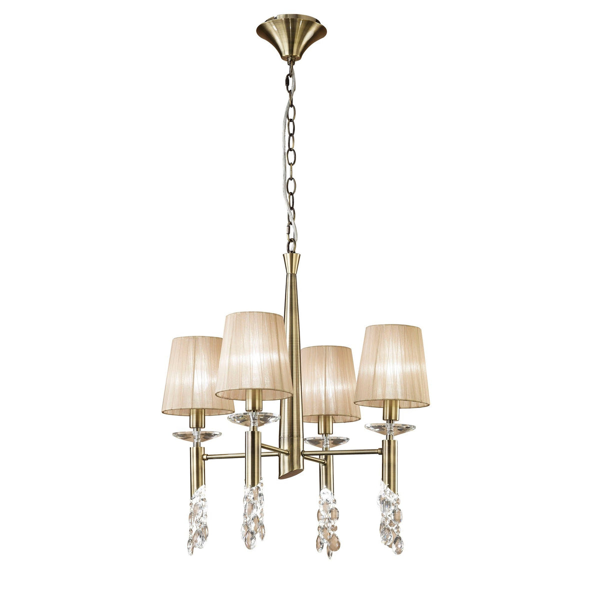 Tiffany 8 Light Crystal Chandelier - Brass With Bronze Shades