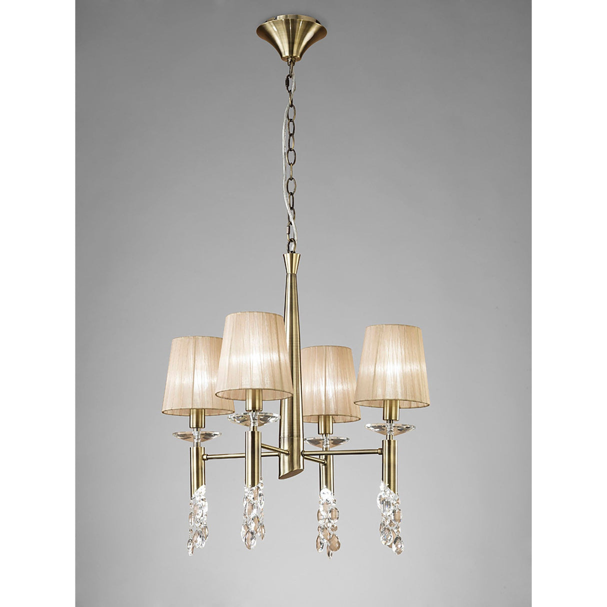 Tiffany 8 Light Crystal Chandelier - Brass With Bronze Shades