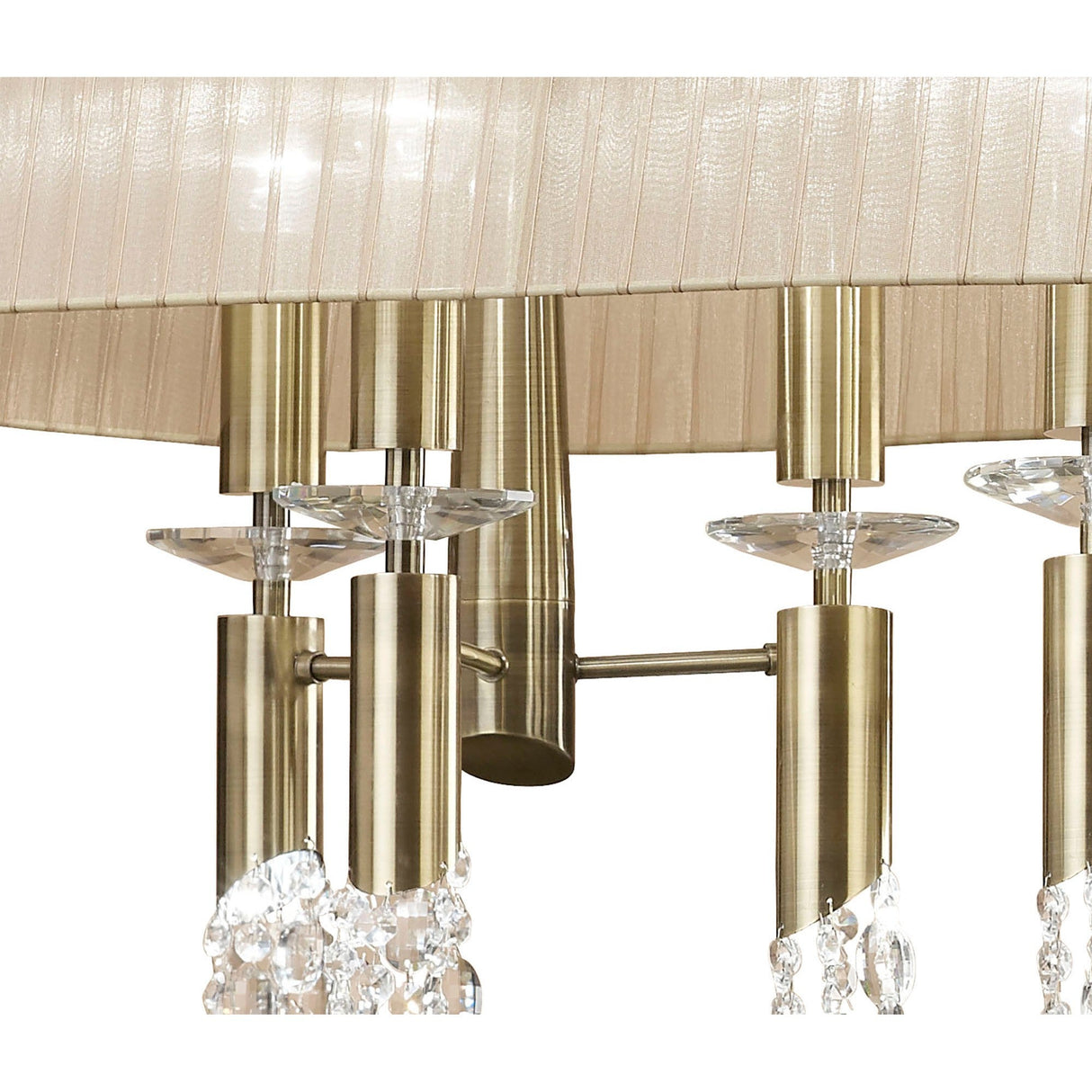 Tiffany Oval 8 Light Crystal Chandelier - Brass With Bronze Shade