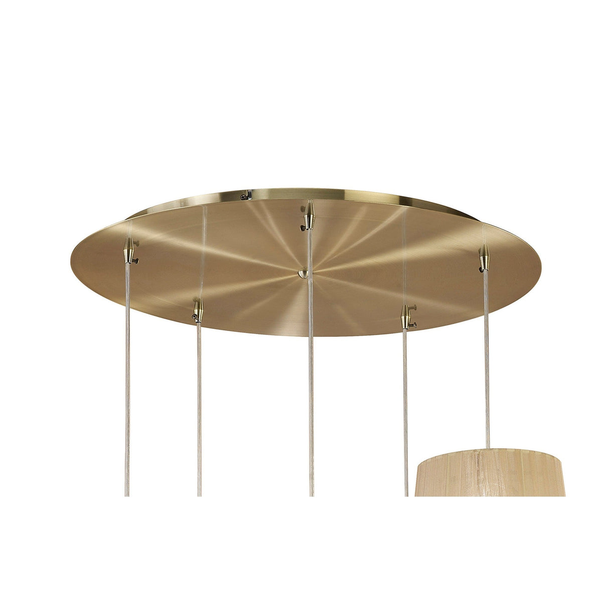 Tiffany 5 Light Crystal Cluster Pendant Light - Brass With Bronze Shades