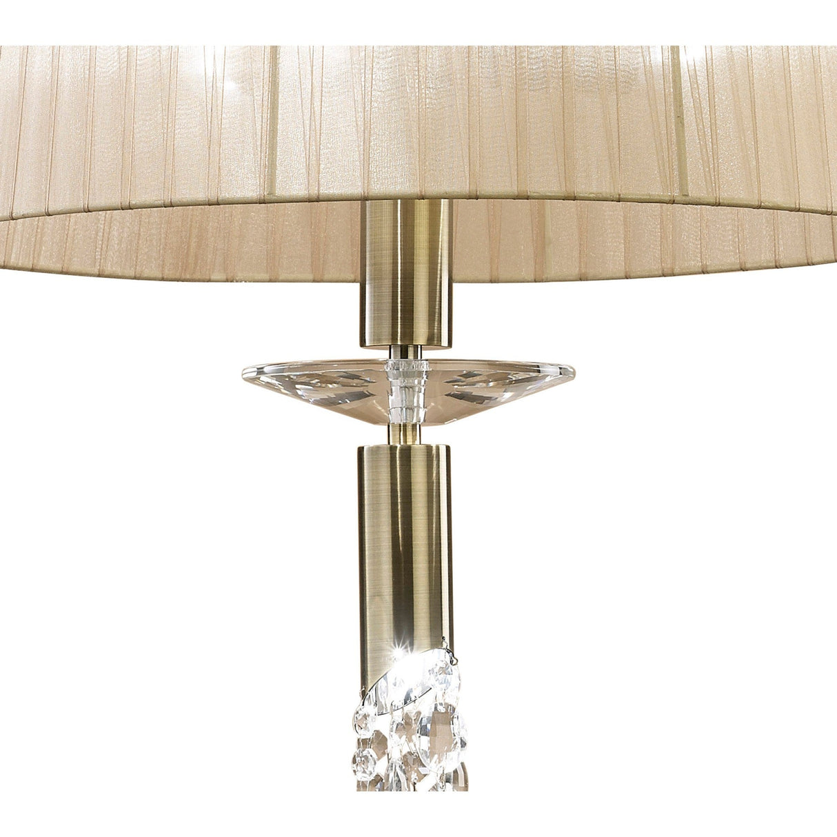 Tiffany 4 Light Crystal Pendant Light – Antique Brass With Soft Bronze Shade