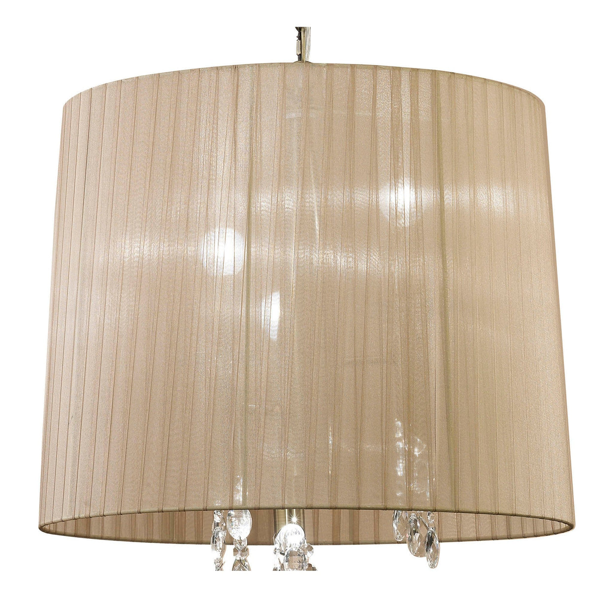 Tiffany 6 Light Crystal Pendant Light – Antique Brass With Soft Bronze Shade