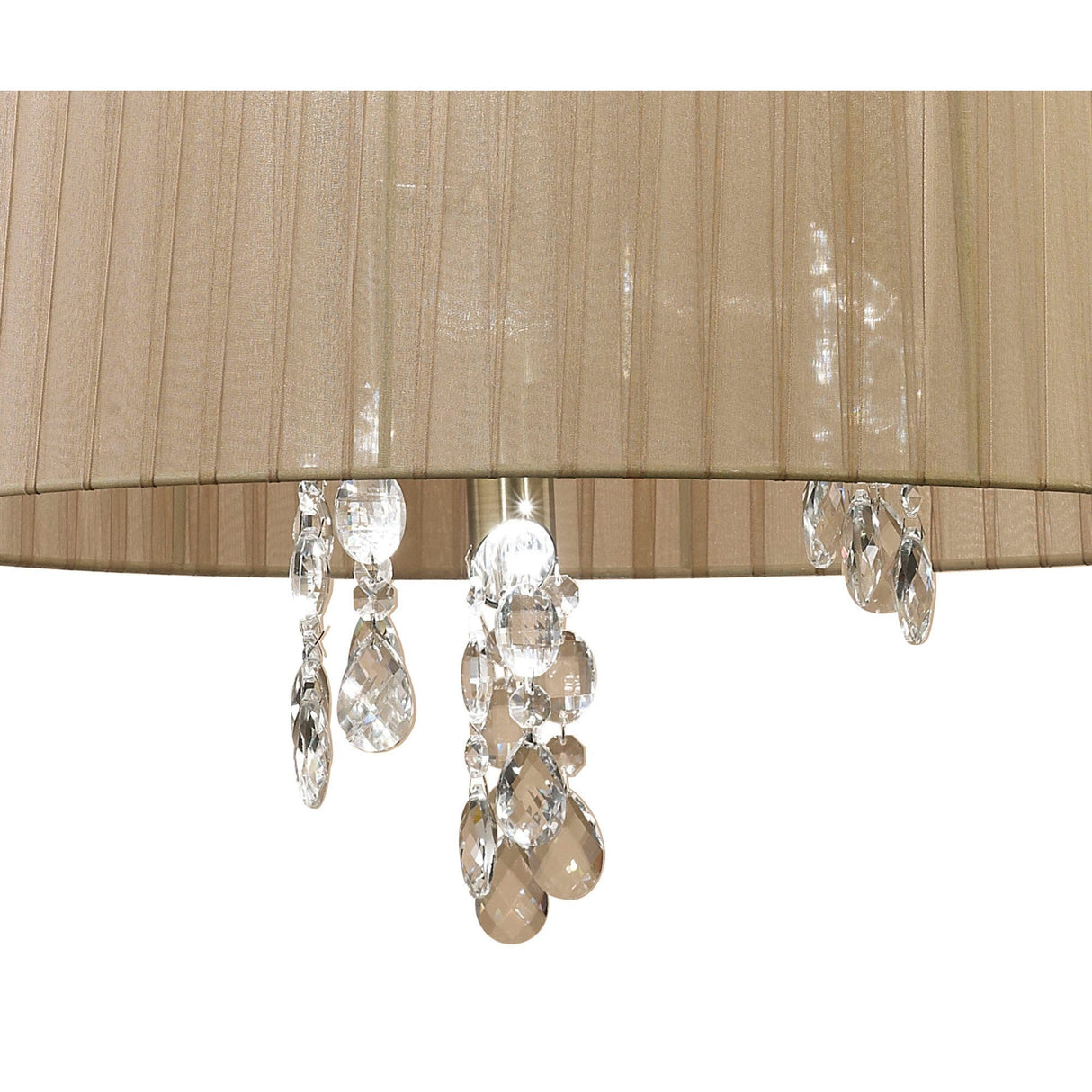 Tiffany 6 Light Crystal Pendant Light – Antique Brass With Soft Bronze Shade