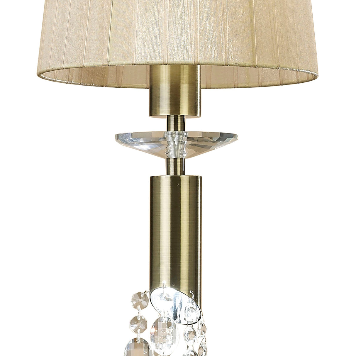 Tiffany 2 Light Crystal Pendant Light – Antique Brass With Soft Bronze Shade