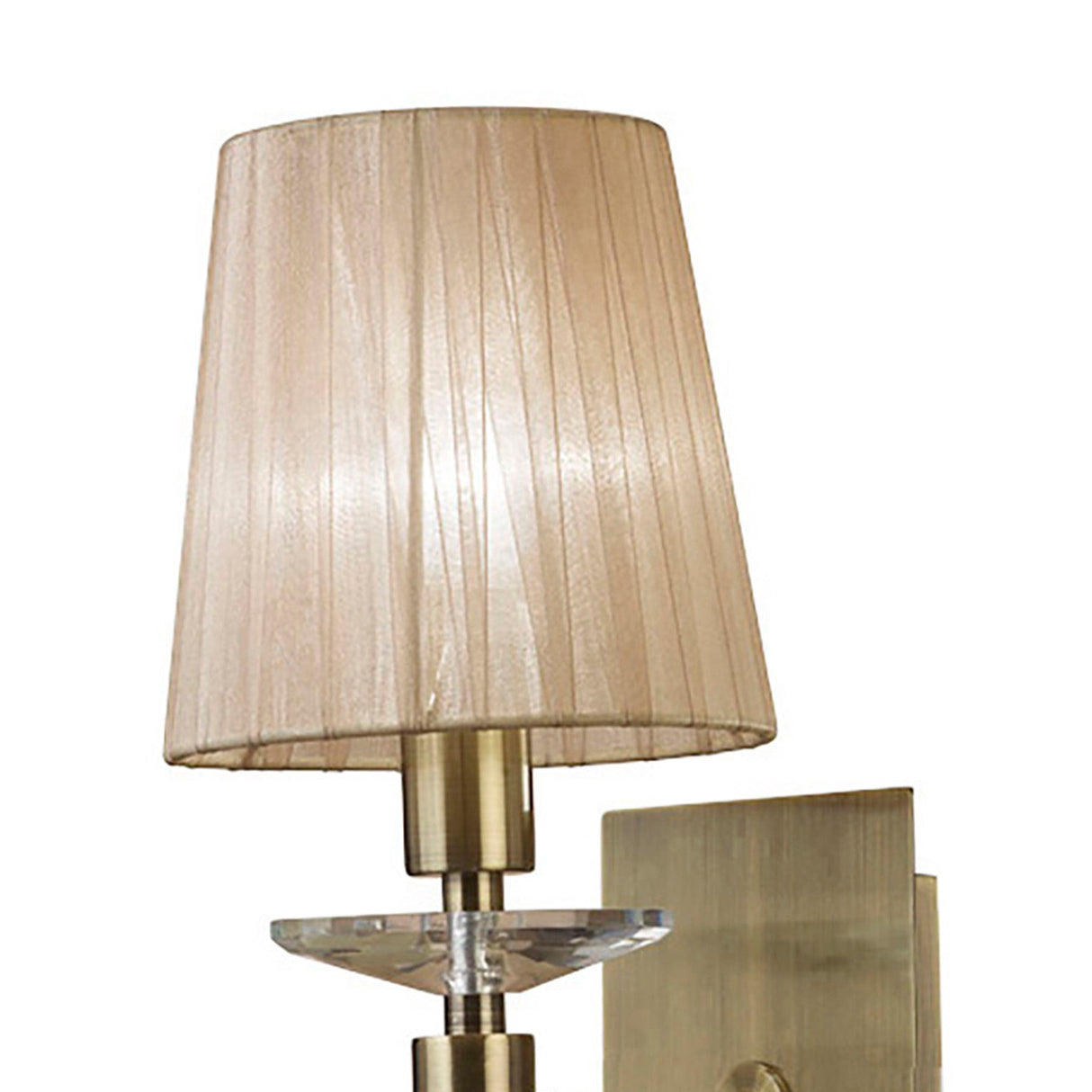 Tiffany 2 Light Crystal Wall Light - Brass With Soft Bronze Shade