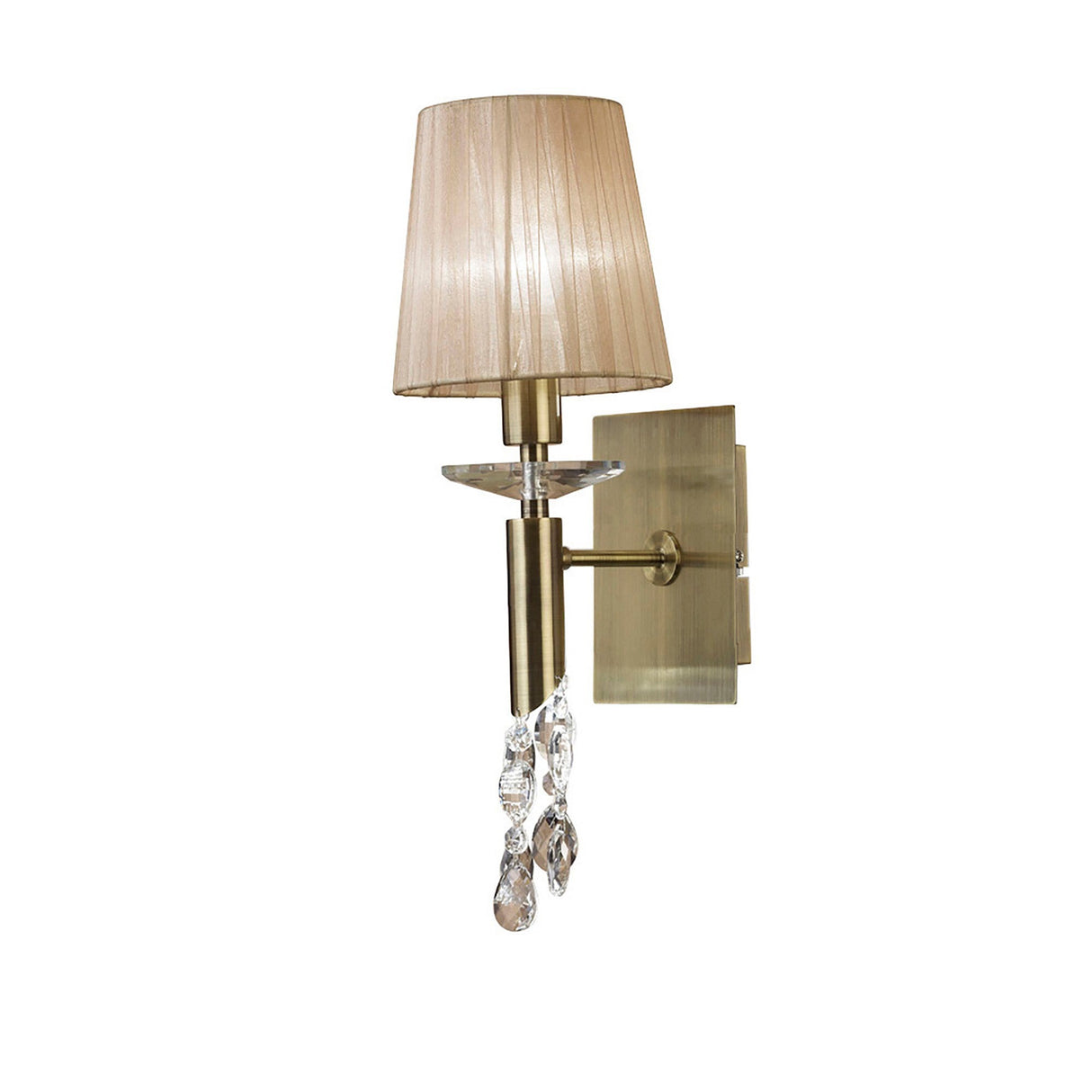 Tiffany 2 Light Crystal Wall Light - Brass With Soft Bronze Shade