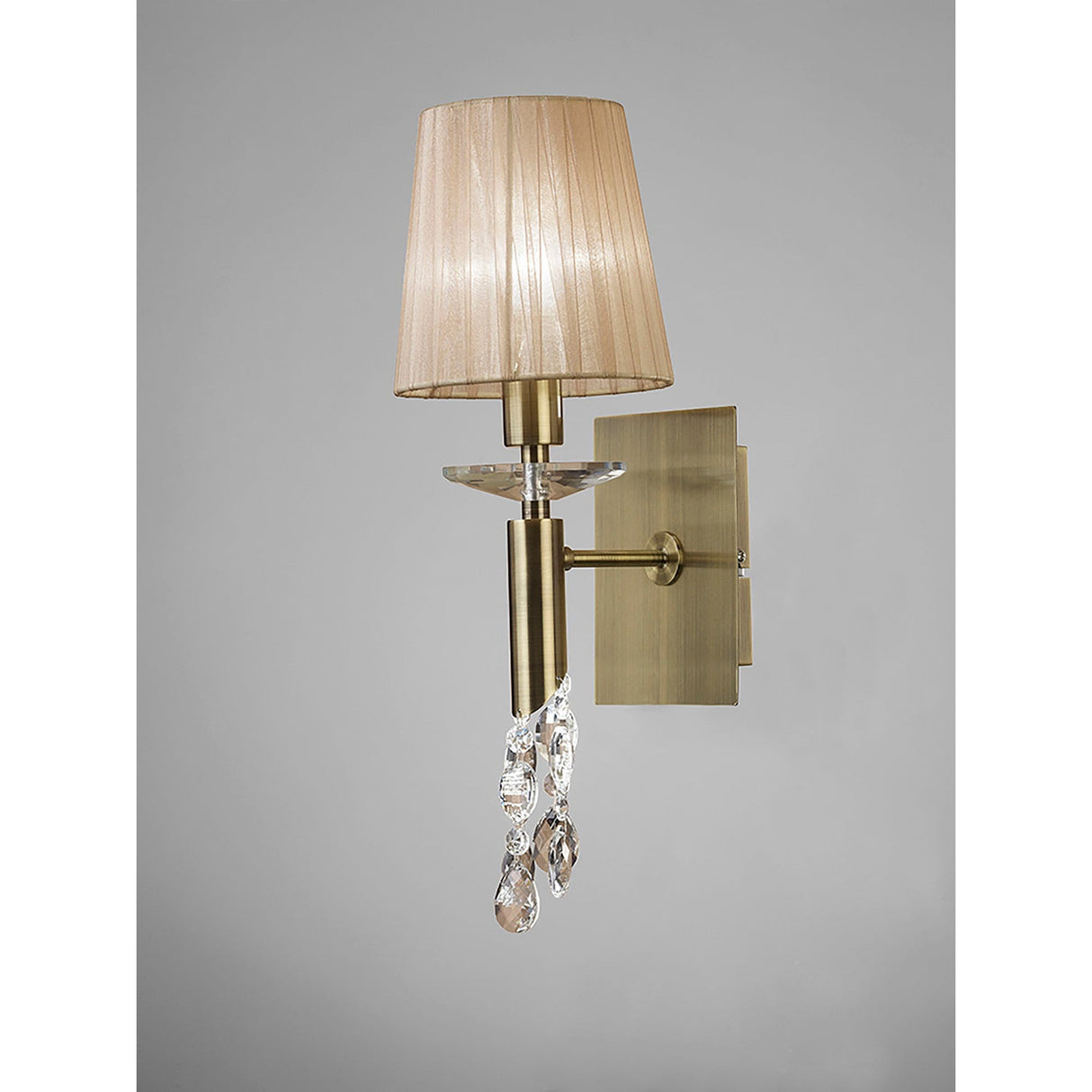 Tiffany 2 Light Crystal Wall Light - Brass With Soft Bronze Shade