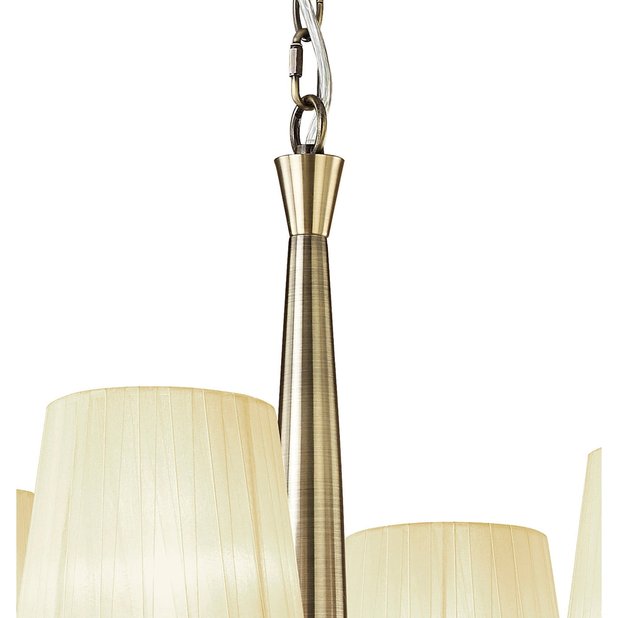 Tiffany 8 Light Crystal Chandelier - Brass With Cream Shades