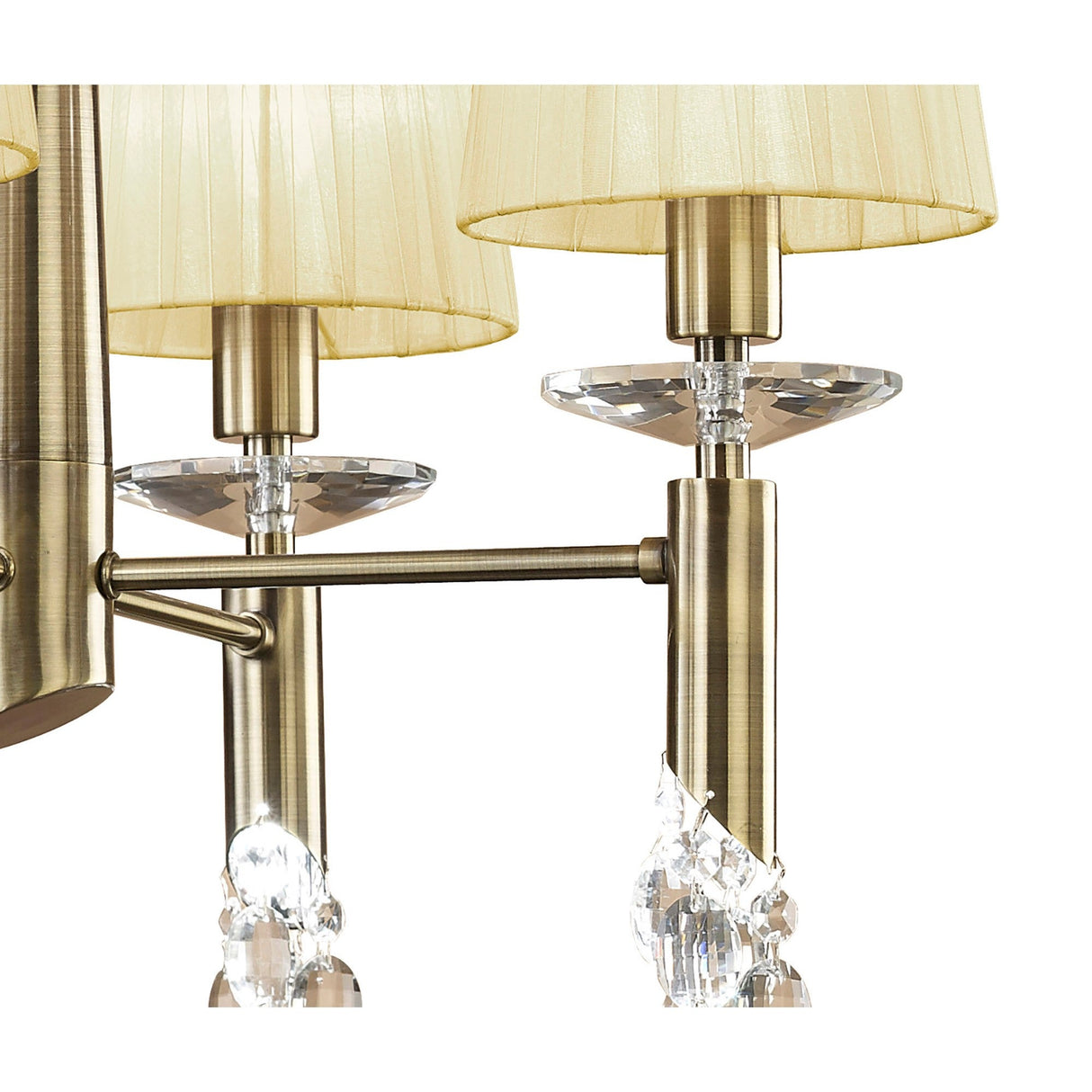Tiffany 8 Light Crystal Chandelier - Brass With Cream Shades