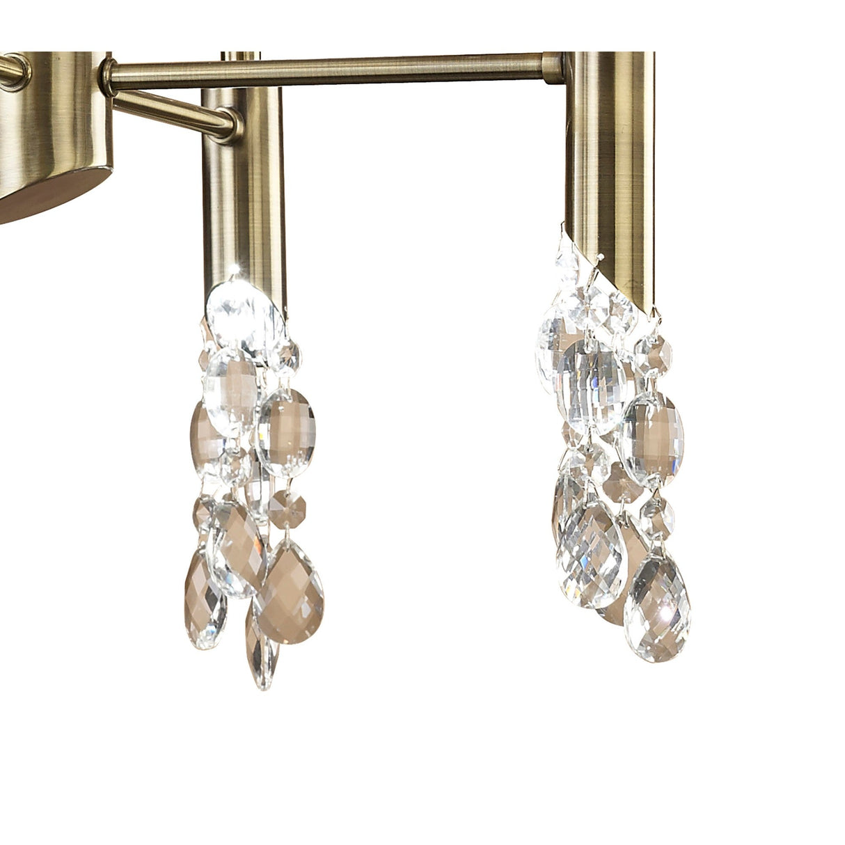 Tiffany 8 Light Crystal Chandelier - Brass With White Shades