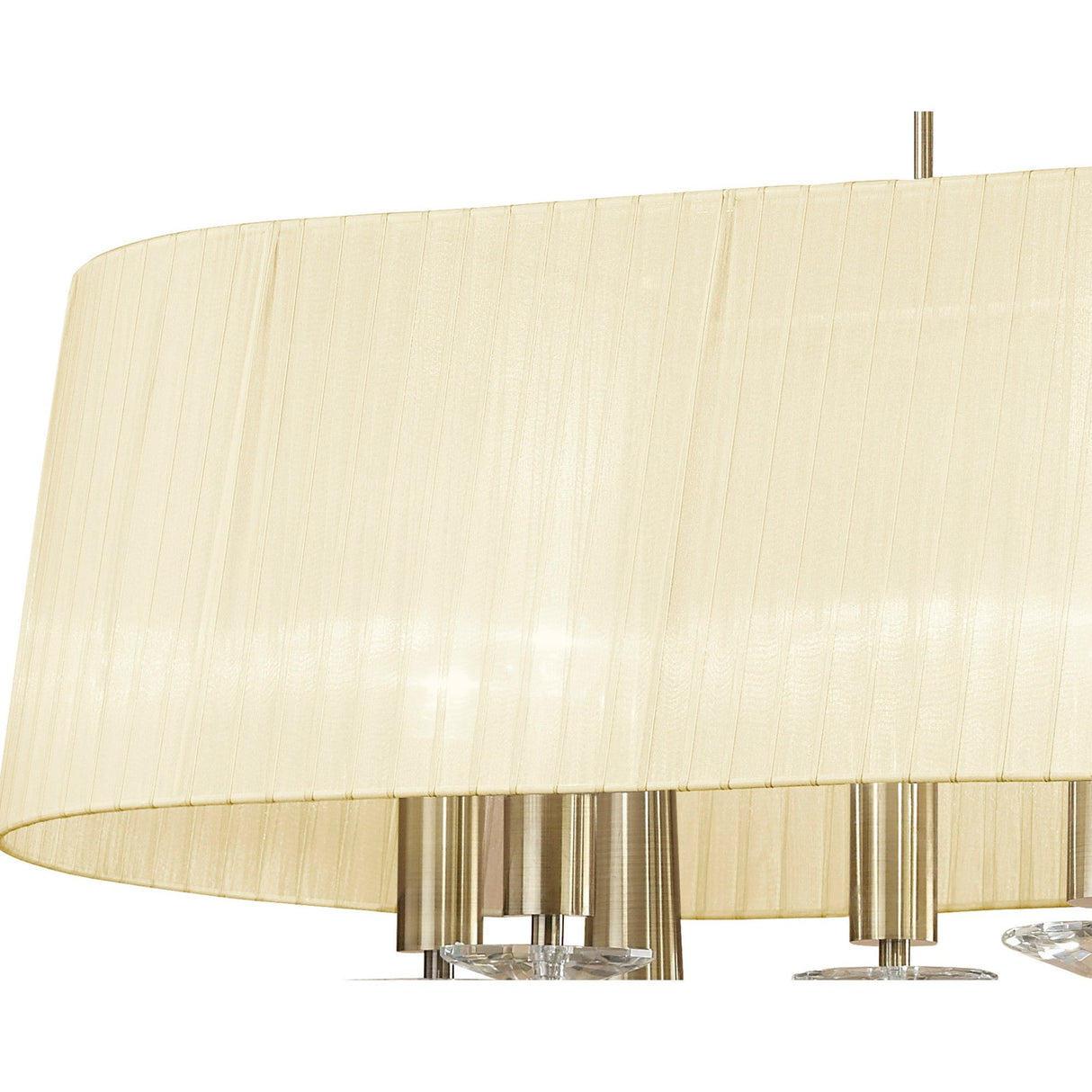 Tiffany Oval 8 Light Crystal Chandelier - Brass With Cream Shade