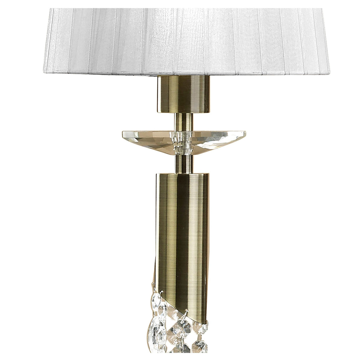 Tiffany 6 Light Crystal Bar Pendant Light - Brass With White Shades