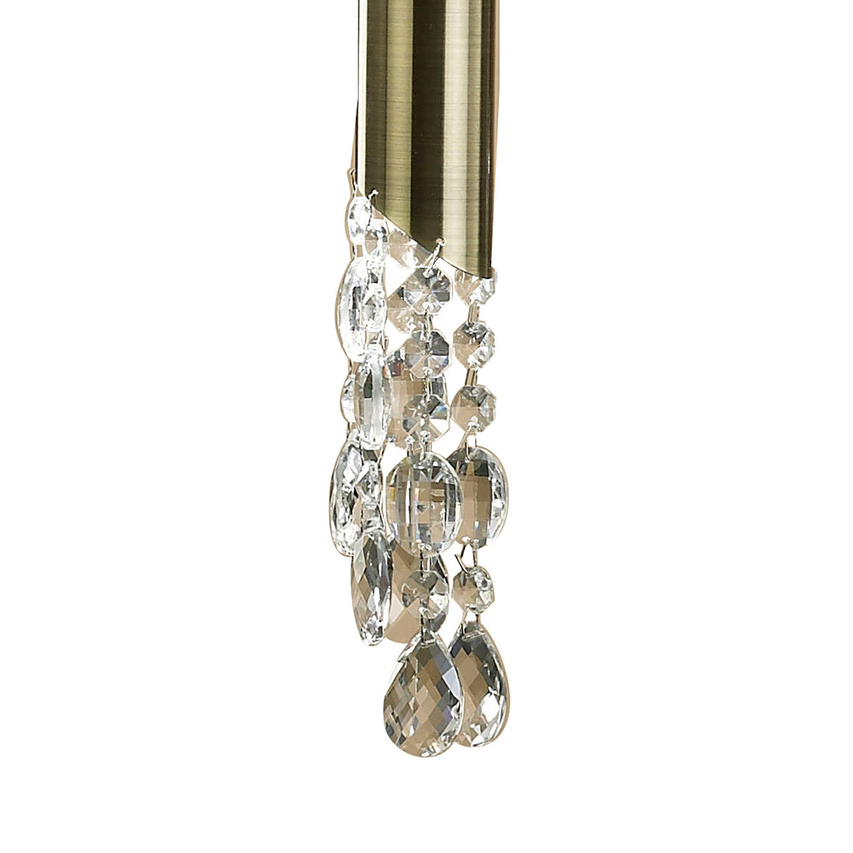 Tiffany 6 Light Crystal Bar Pendant Light - Brass With White Shades