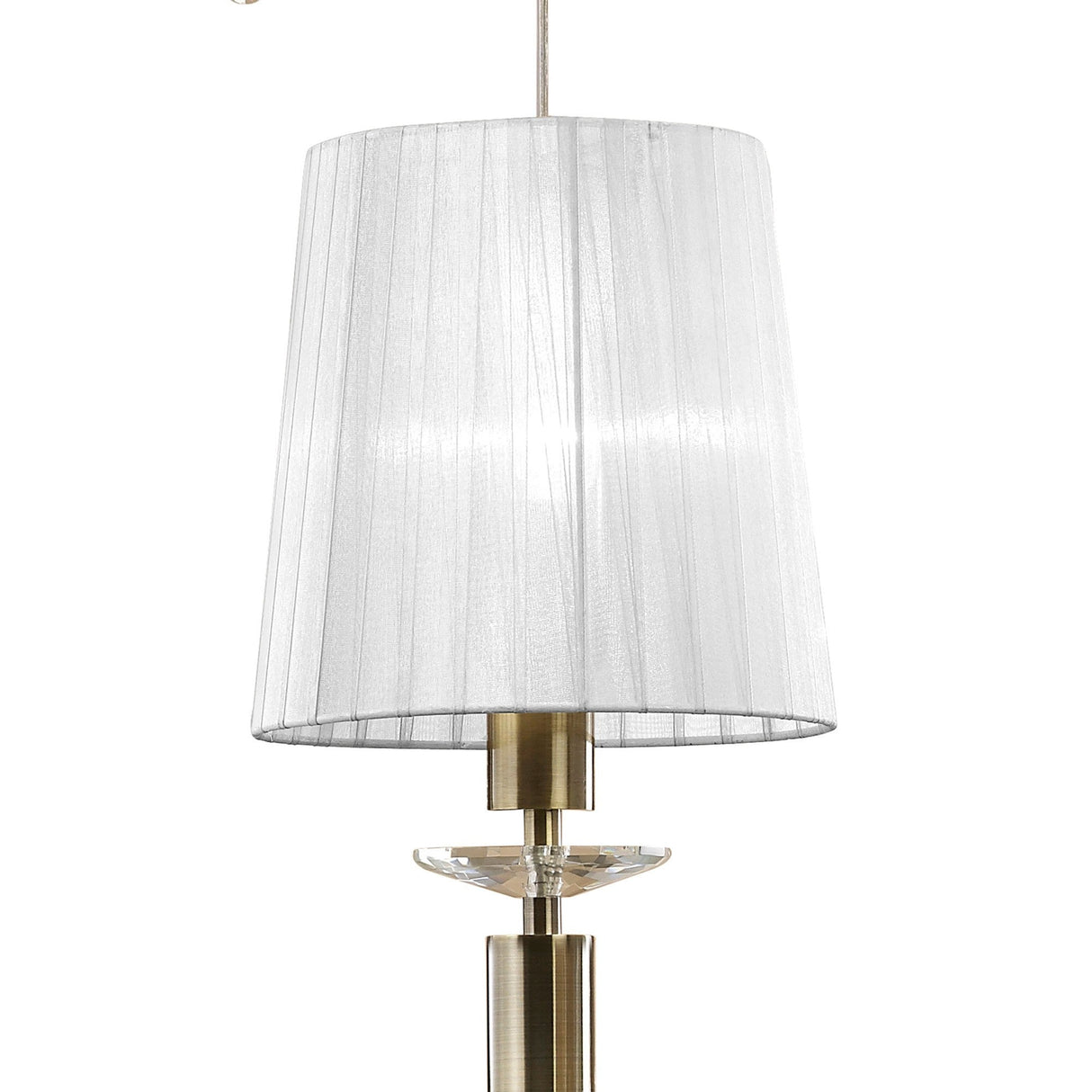 Tiffany 5 Light Crystal Cluster Pendant Light - Brass With White Shades